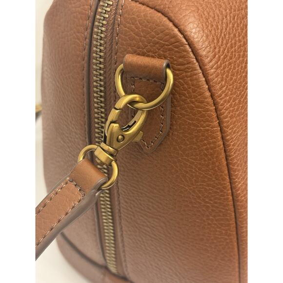 NWT Fossil Sydney Satchel Handbag Crossbody Strap Medium Brown Leather - Picture 6 of 15